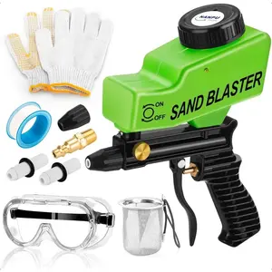 Light-Duty Air Sandblaster Gun Kit with Gravity Feed, Metal Nozzle, Plastic Body, for Small Project Surface Prep, Paint & Rust Removal, Metal/Wood/Glass Etching, Requires Air Compressor