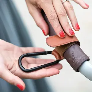 Faux Leather Baby Stroller Hook, 2 Counts/set Portable Artificial Leather Climbing Buckle, Multifunctional Hook for Home, Car, Outdoor, Travel