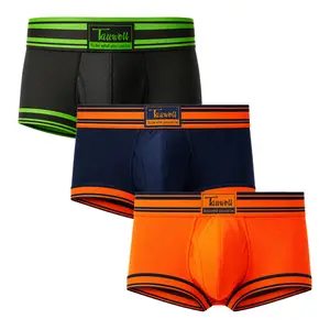 TAUWELL 3-Pack  Men’s Mesh Trunks Underwear, Stretch Boxer Briefs with Sporty Colorblock Waistband, Front Logo Label and Contour Pouch-1201