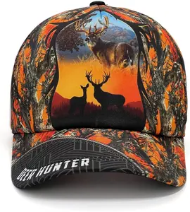 Deer Hunting Baseball Cap Adjustable with Steel Buckle, Lightweight Polyester Outdoor Hat, Unique Hunter Graphic Dad Hat Gift, Unisex One Size Fits All