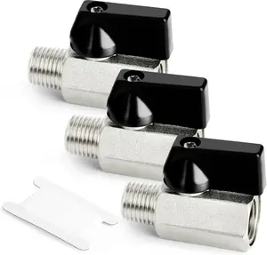 3Pcs/Set 1/4 Inch Mini Brass Ball Valve Shut Off Switch,1/4 Inch Male x Female NPT Thread Pipe Fitting,Valentine's Day Gifts,Tools & Hardware