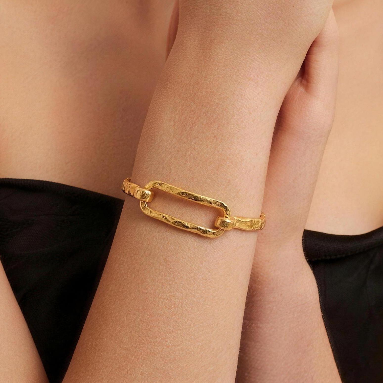 Tewiky 14K Gold-Plated Adjustable Spring Bracelet with Paperclip Symbol Design for Women Perfect for Daily Outfits Mother's Day Gift