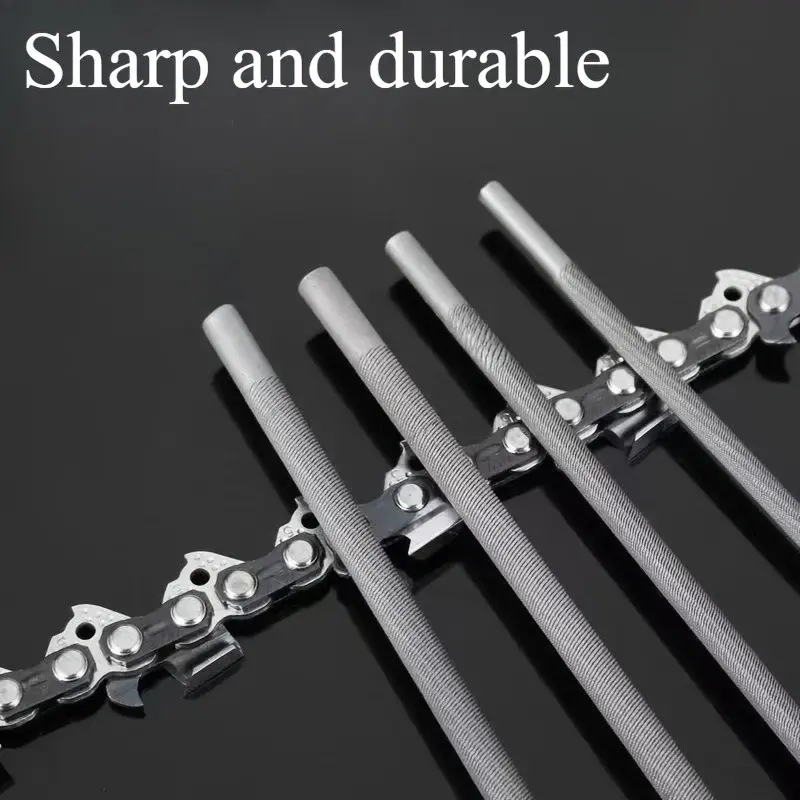 Chain Saw File Set with Handle, Durable Logging Saw File, Round Files, 4.0/4.8/5.5mm Diameter, Electric Chain Saw Small Round File