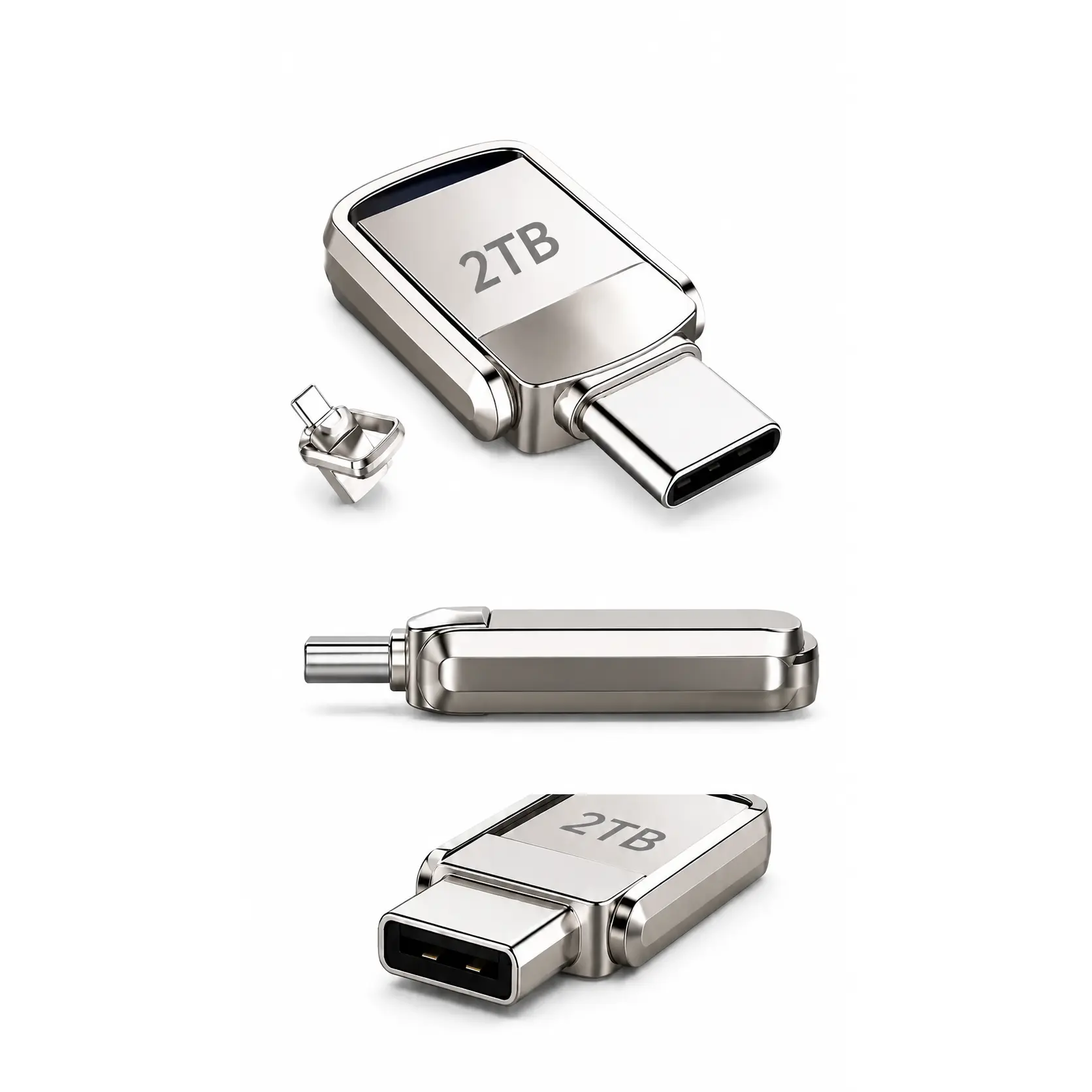 2TB USB Thumb Drive, Type-C Pendrive, USB External Memory for PC and Smartphone Storage