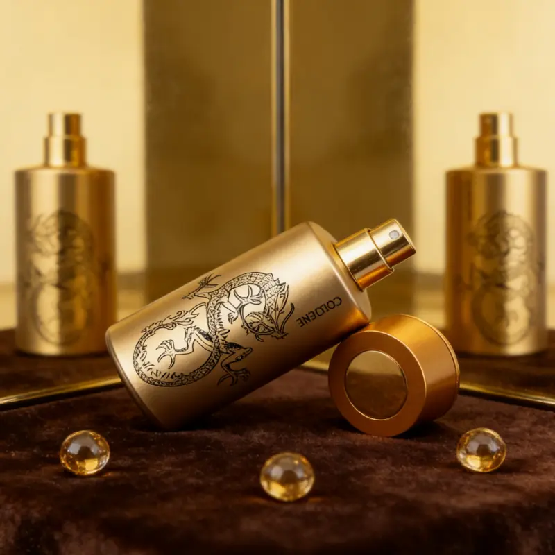 Golden Dragon Scent 50ml | Steady Woody Notes | Mature Men | Gilded Bottle with Dragon Pattern | Business / Dinners