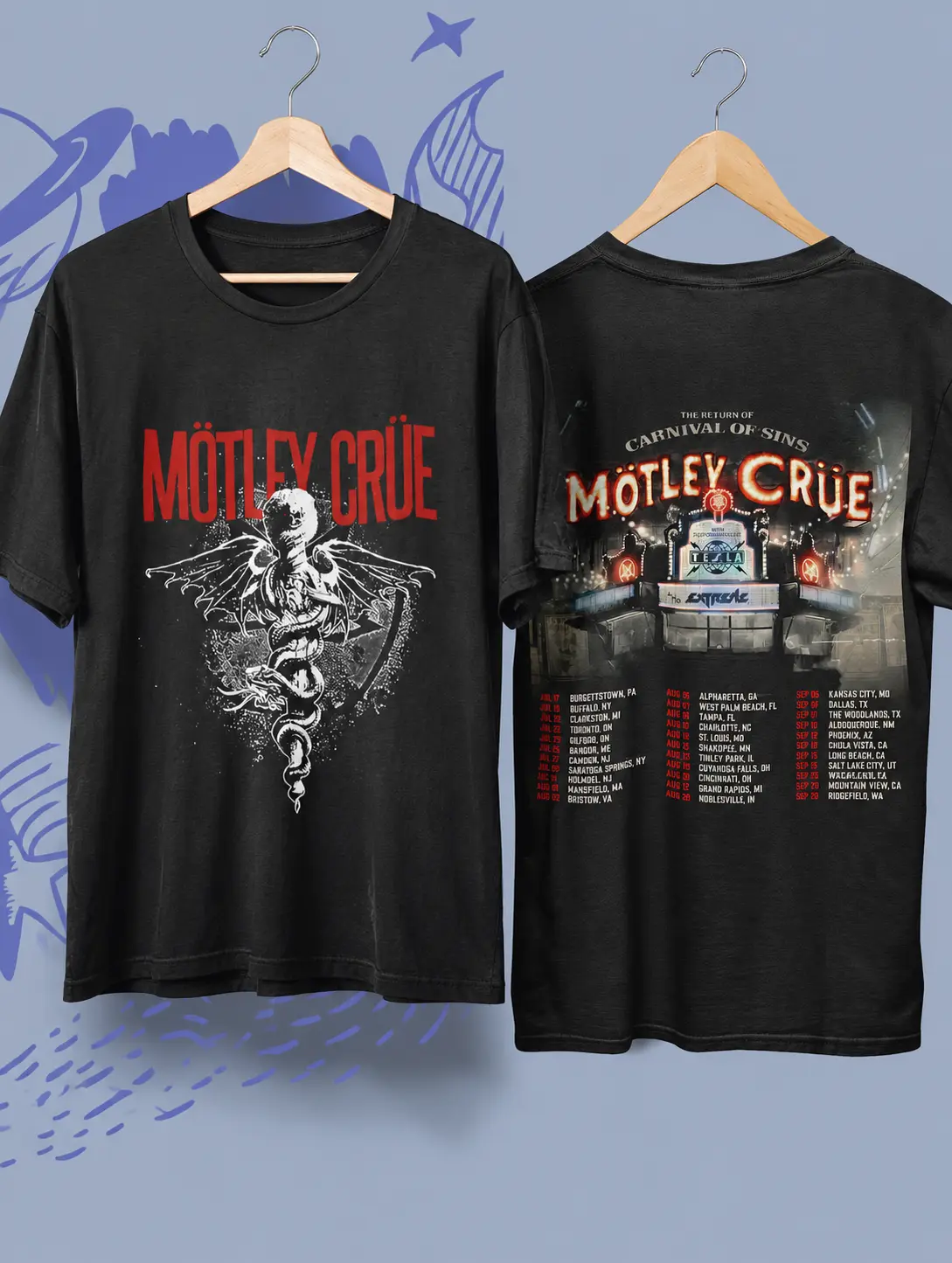 Unisex Mötley Crüe Return of the Carnival of Sins Tour 2026 T-Shirt, Retro Rock Music Graphic Tee, Heavy Metal Fan Gift