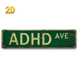 ADHD AVE Lettering Metal Tin Sign Vintage Metal Sign 1 Count Street Sign Wall Art for Home Bar Cafe and Garage Decor Home Decor