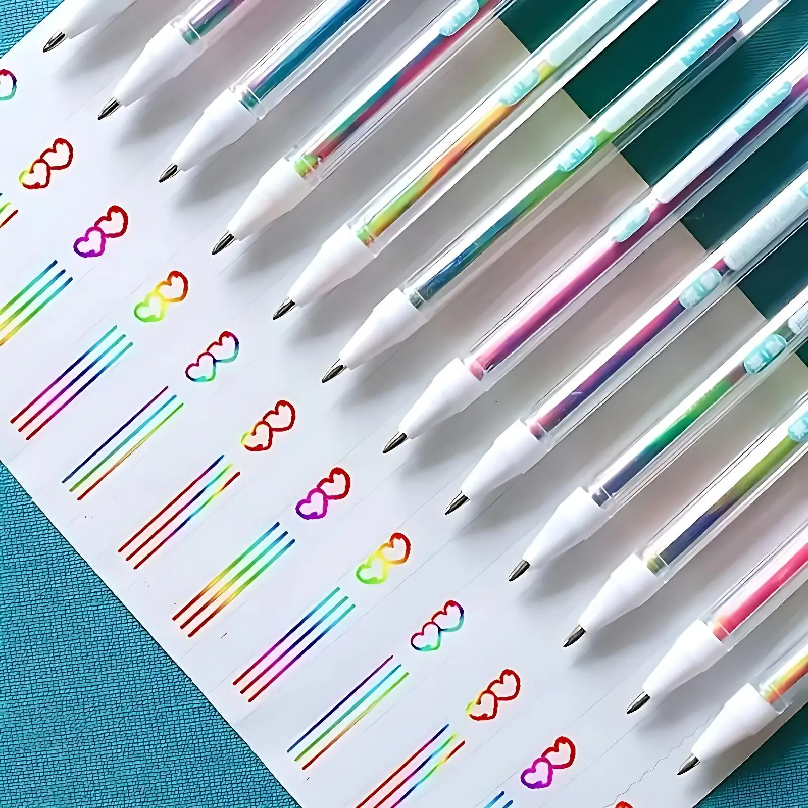 Rainbow Highlighter Gel Pen, 12pcs/set Quick-dry Highlighter Pen, Vibrant Colors for Creative Writing and Art, Office Stationery & Supplies