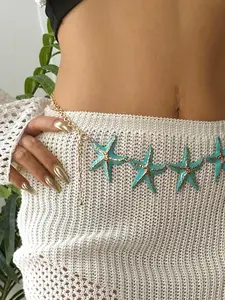 Fashion Beach Vacation Style Summer Exaggerated Sexy Starfish Alloy Waist Chain, Stylish Accessory for Beachwear, Trendy Summer Fashion Item