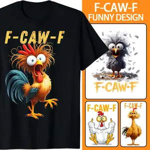 Funny Tooster Meme Shirt,F-CAW-F Chicken Humor Tee,Silly Farm Animal Graphic Top,Birthday Gift for Men Women