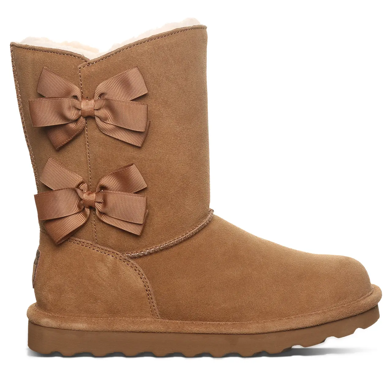 BEARPAW Zaria Women's Satin Bow Suede Winter Boots - Hickory