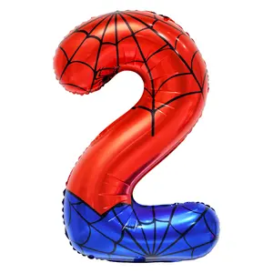Spider Web Number 2 Balloon Birthday Decoration, Superhero Themed 40in Giant Mylar Number Party Supplies
