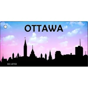 212 MAIN Lightweight Aluminum Rectangular Weatherproof High-Gloss 1.5x3 in. Ottawa Silhouette Novelty Key Chain, Pre-Drilled Metal Car Interior Decoration Accessory