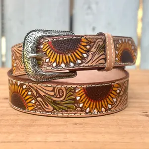 Women’s “Sunflowers” Chiseled Artisan Western Belt
