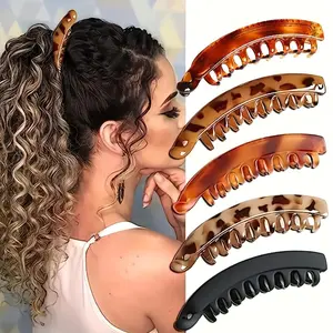 Banana Hair Clip, Fashionable Vertical Ponytail Hair Clip, Flat Claw Clips, Durable Plastic Hair Styling Accessories for Women & Girls, Super Cute Clips