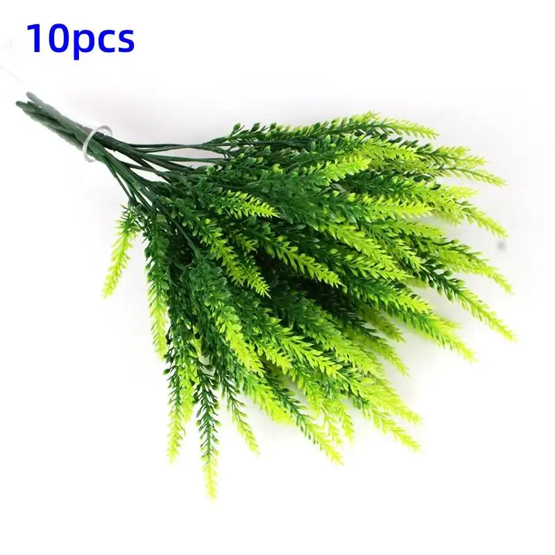 10pcs UV Resistant Artificial Lavender Bouquet, 5-Petal Wheat Straw Decorative Flowers, Perfect for Garden Porch Window Sill Decoration