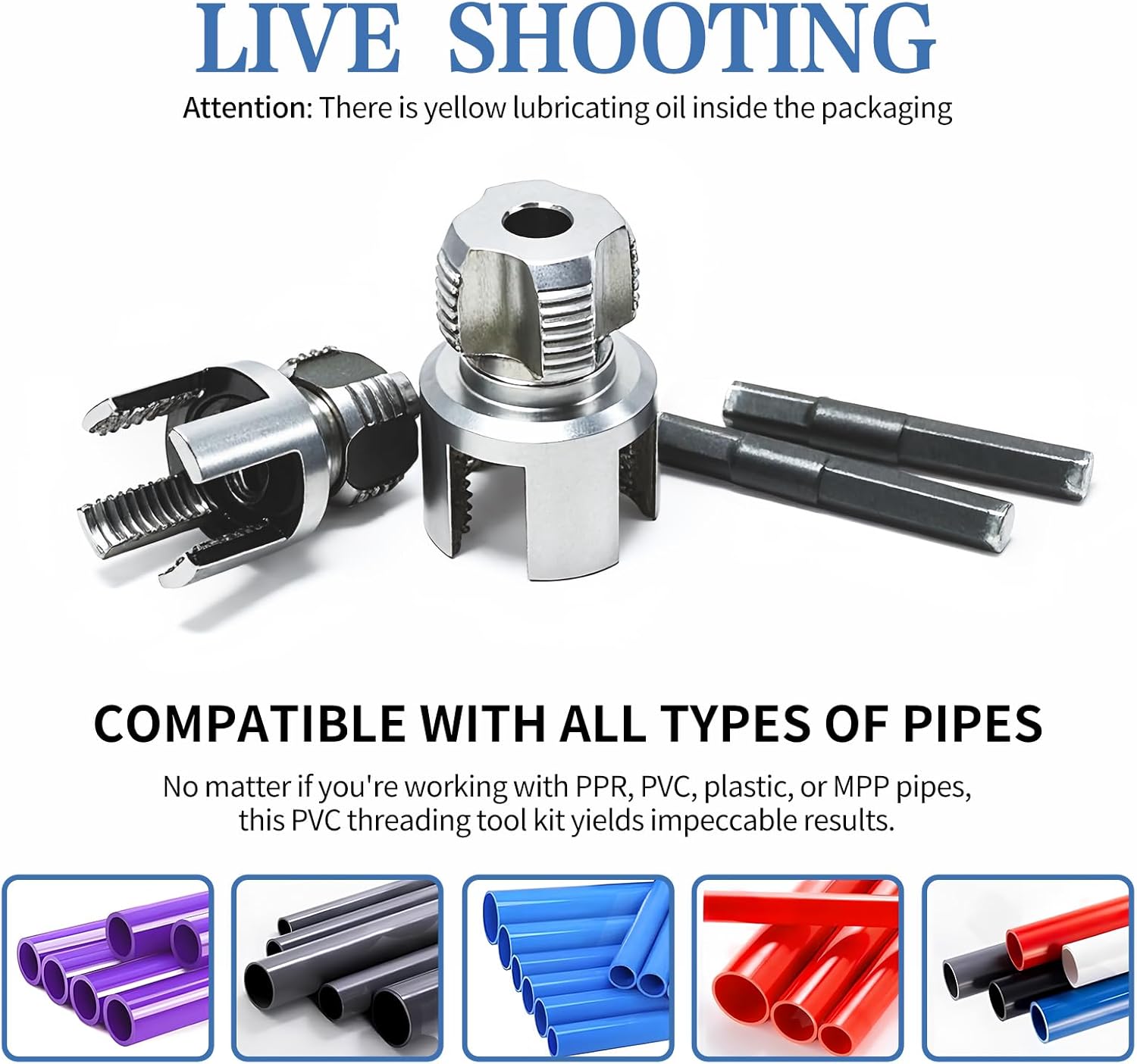 Integrated Internal and External Pipe Thread Cutting Tool Kit Electric Drill Compatible Pipe Threader for PVC Plastic Pipes High Hardness Durable Threading Tool for Plumbing Repair Home Maintenance and Construction Projects