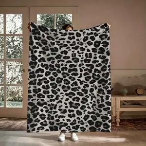 Grey Leopard Print Flannel Blanket - Super Soft, Warm, Wrinkle-Resistant Animal Print Throws, Multi-Size, Travel-Ready Leopard Throws for Sofa, Camping, Trendy Home Decor & Perfect Gift for Her