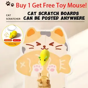 【Buy 1, Get Free Toy Mouse!】Wall Mounted Cat Scratching Board Thickened Durable Wear Resistant Protects Furniture from Cat Scratching Suitable for walls Sofas Cabinets Doors Glass Personalized Cat Tree Tower Cat toy mouse Pet supplies Scratcher