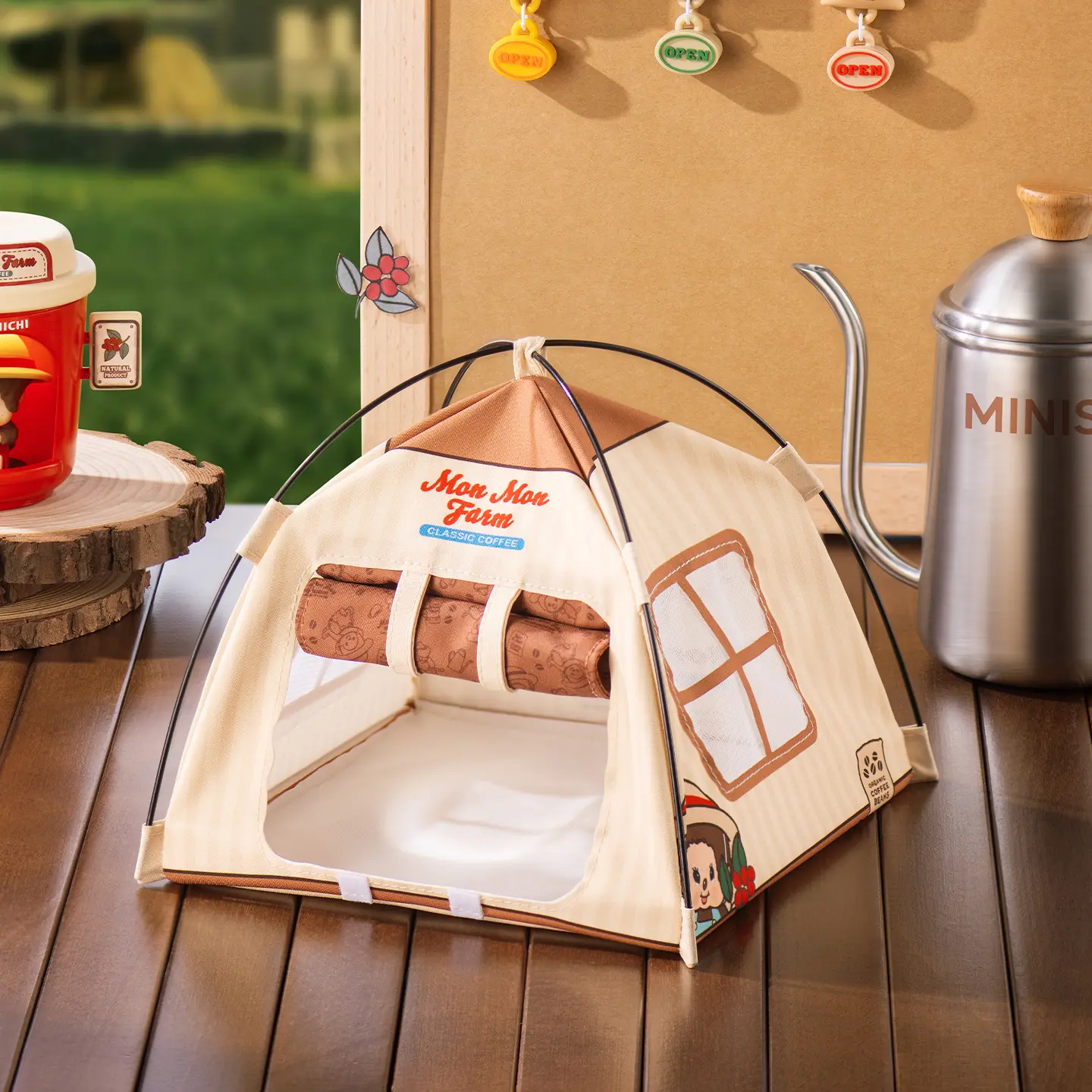 Monchhichi Coffee Farm Series Tent Night Light – Cute Surprise Atmosphere Gift for Boys and Girls, Perfect for Childhood
