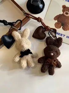 Mini Rabbit Bag Accessory - Cute Keychain for Girls & Teens with Heart Charm and Bow Detail Adorable Design Perfect for Everyday Use