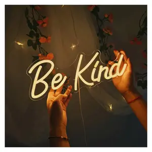 Sign Illuminated Be Kind Neon Sign Letter Light Dimmable USB Powered For Bedroom Beauty Bar Shop Wall Decor Sign Illuminated 37cmx14.4cm