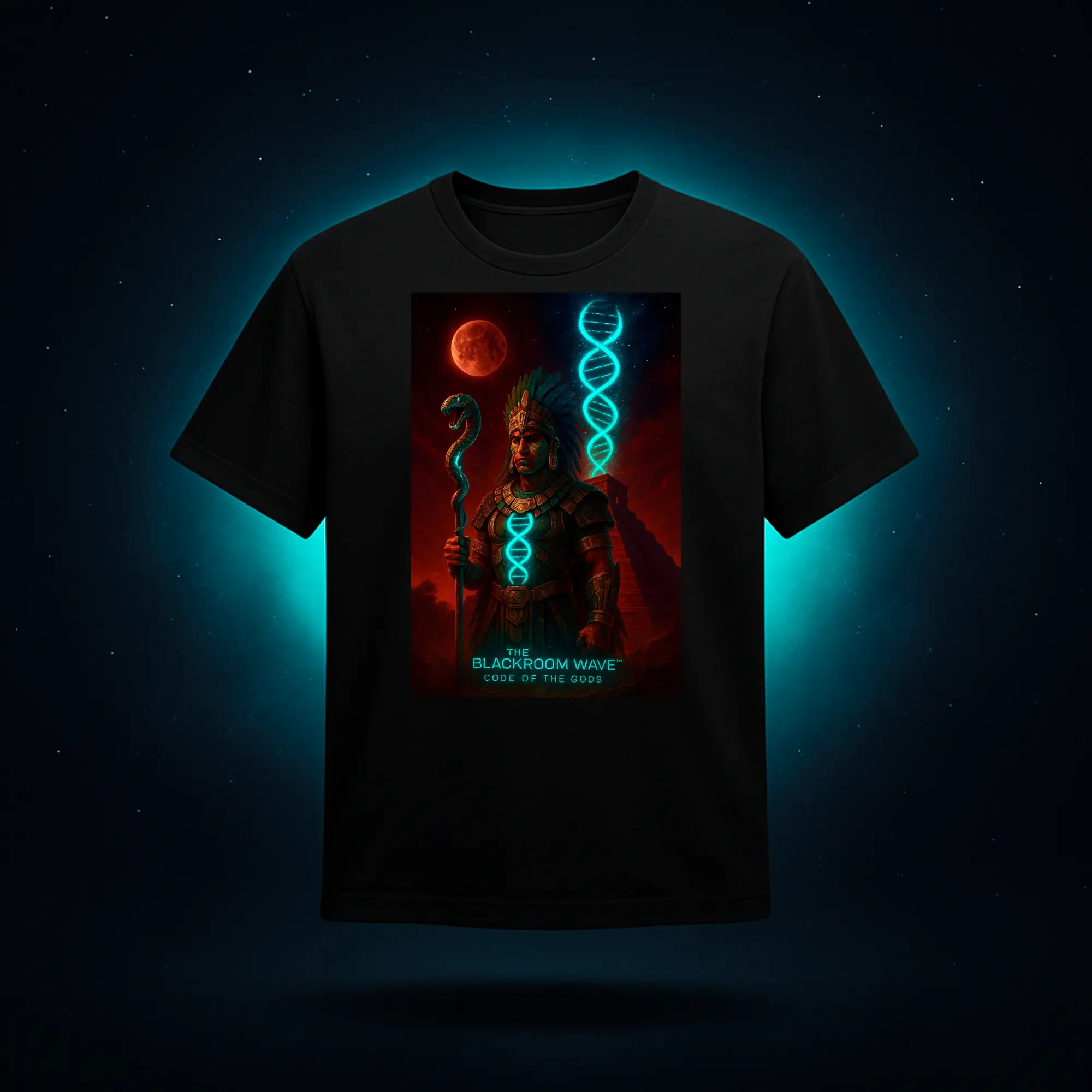 THE BLACKROOM WAVE Aztec God T-Shirt – Oversized Unisex Graphic Tee | Code of the Gods, Limited Streetwear Drop