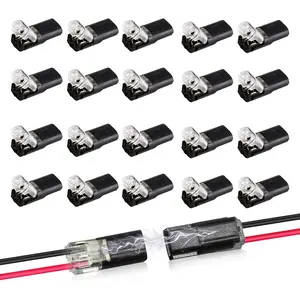 2-Pin 2-Way LED Wire Connector, 20pcs Compact Wire Terminals, No Stripping & Tool Spring Mechanism Wire Connector