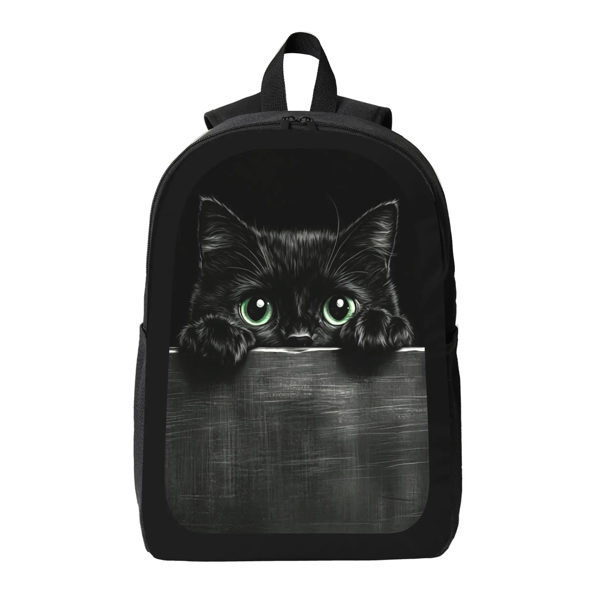 Adorable Animal Casual Backpack - Lightweight High-Capacity Daypack with Adjustable Shoulder Strap, Side Pockets, Durable Laptop Bookbag, Backpacks for School, Ideal Gift for Women, Cute Shy Kitten, Hiking, Kitten Pattern