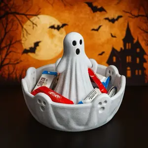 Marble Ghost Halloween Candy Bowl – Spooky Tabletop Treat Dish