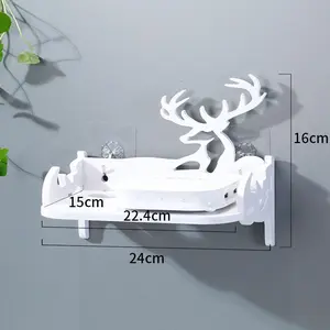 Perforation-Free Wall Shelf Bedroom Wall Hanging Bathroom Deer Head Antlers Decor