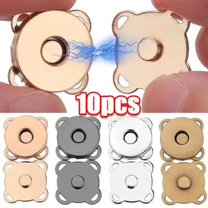 1/10Sets Magnetic Snap Button Metal Invisible Sew on Button Lock Clasps Fasteners for Purse Bags Clothes Craft DIY Accessories