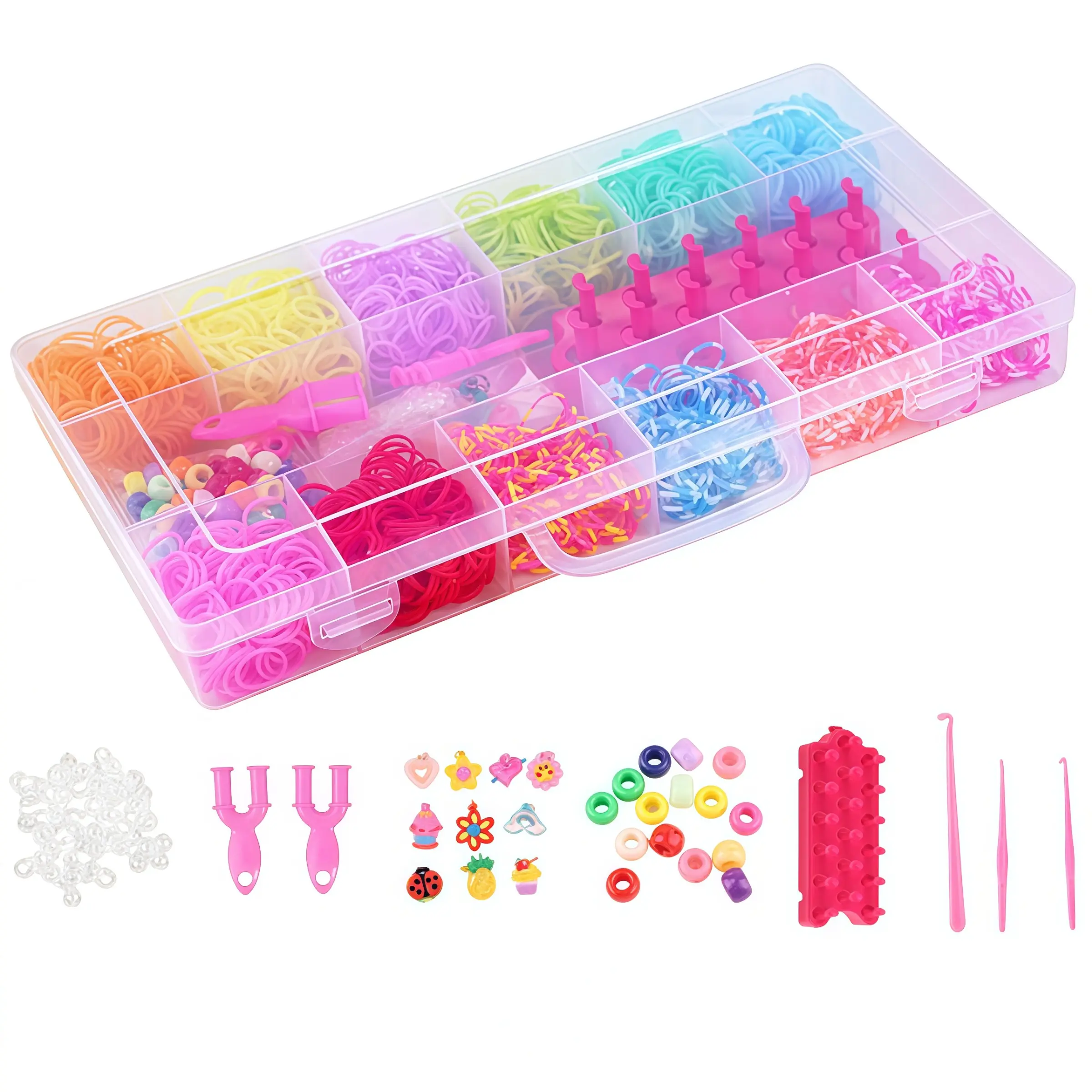 Colorful Rubber Band Bead Loom Set, Perfect for DIY Craft Projects, Creative Activities to Improve Fine Motor Skills, Suitable for Bracelets and Necklaces, Bracelet Making