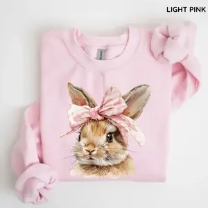 Easter Bunny Unisex Crewneck Sweatshirt, For Her, Unisex Style, 100% Cotton, Coquette Rabbit Shirt