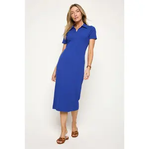 Megan S/S Ribbed Midi Dress with Collar