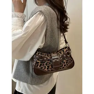 Love Deeply New Fashion Buckle Leopard Print Handbag & Shoulder Bag, Suitable For Parties, Outings, Vacations, Shopping And Daily Use, Can Store Coins, Phones, Also Suitable As A Work Bag For White-Collar,  Bag, N