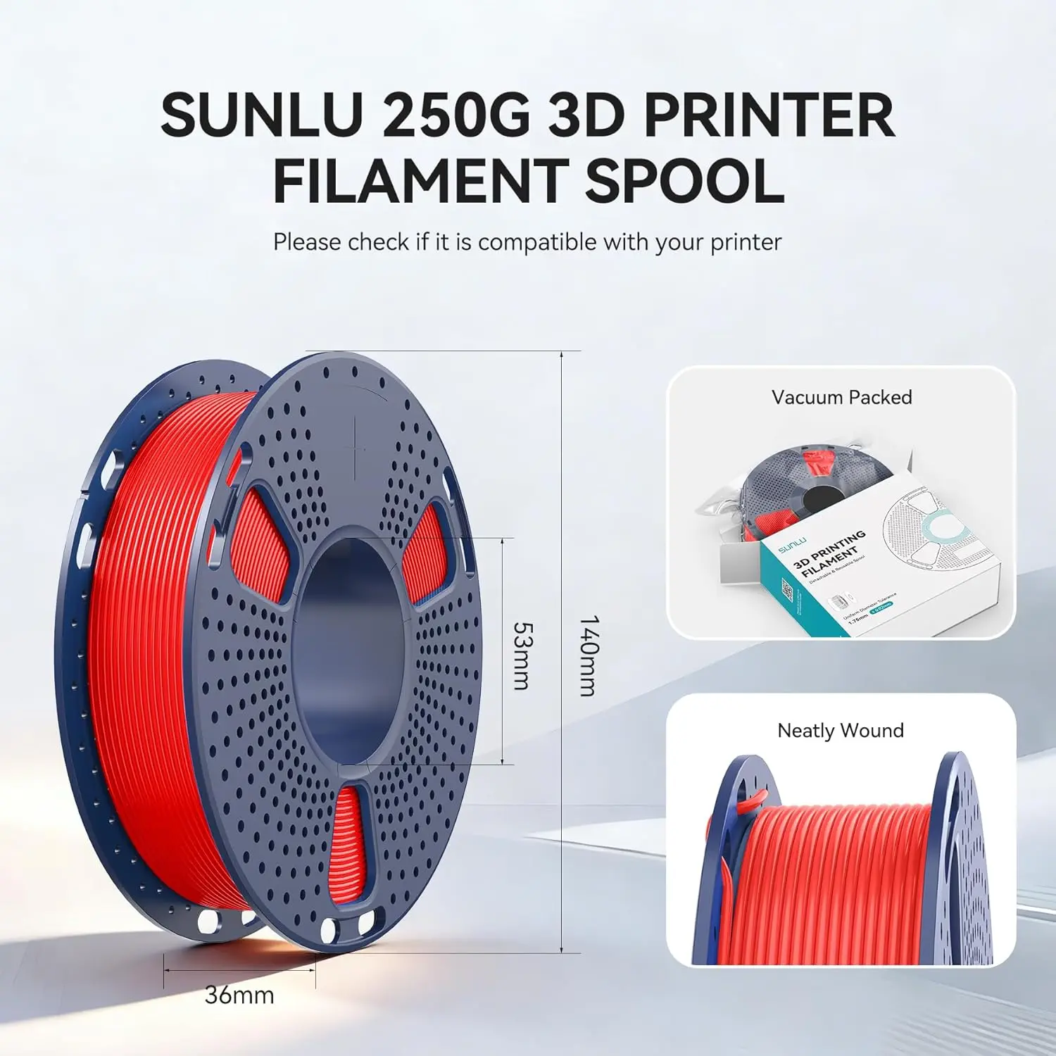 SUNLU 250g 3D Printer Filament Bundle | PLA Matte Filament 250g