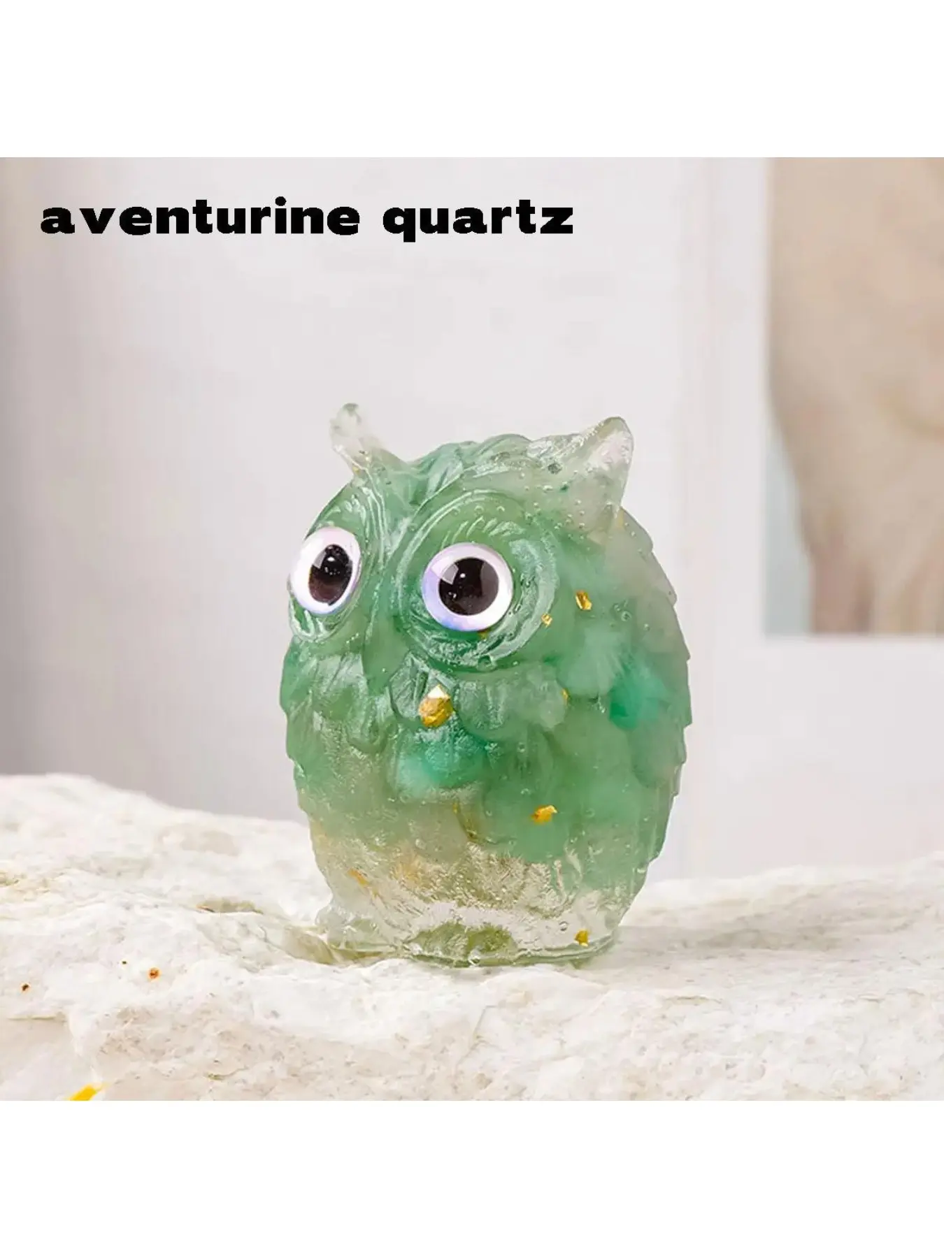 1 Piece Natural Crystal Stone Chip Owl Statue Aura Stone Animal Decorative Ornament Statue Amulet Feng Shui Sculpture for Home Office Decoration (Owl Eyes Random Crystal Ornaments