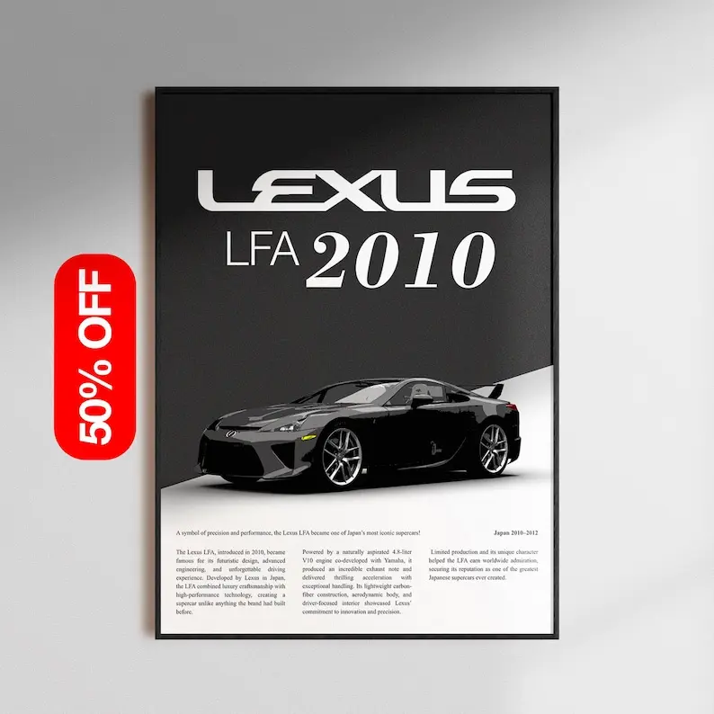 [Unframed Poster] Lexus LFA Supercar Wall Art, Luxury Car Print, Modern Automotive Decor, Minimalist Garage Poster, Sports Car Room Art Gift