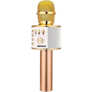 BONAOK Karaoke Microphone,Wireless Bluetooth 3-in-1 Portable Handheld Mic Speaker for Singing,Birthday Party Gifts Toys for Kids Girls Boys Adults All Age,Multifunctional karaoke machine,Easy-to-use for Car HomeKTV & Travel,Audio Cable