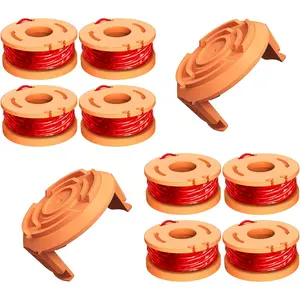10 Pcs WA0010 Replacement Trimmer Spools Compatible with Worx Weed Eater, 0.065″ Diameter Trimmer String Weed Eater Refils and WA6531 Spool Cap Covers(8 Spools +2 Caps)