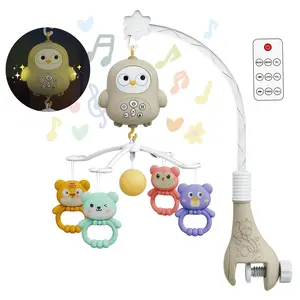 360° Rotating Musical Baby Crib Mobile with Owl & Animal  Infant Toy with Lights & Melodies for Newborn Sleep