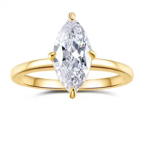 Loveden D Color VVS1 Synthetic Mossianite 2 CT Marquise Cut Solitaire Dainty Work Design Solid s925 Silver Engagement Ring Fine Jewelry Accessories LD.