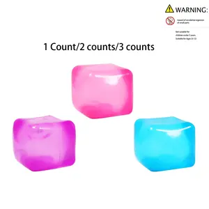 Square Gel Ice Cube Squeeze Toy, Slow Bounce Maltose Ice Ball Stress Relief, Portable Office Venting Decompression Toy, Unisex, Anxiety Relief Products