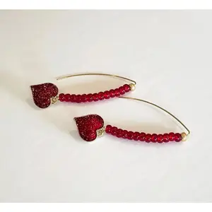 Red Valentine V-shape dangle earrings