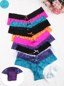 Elegant Lace Trim Fitted Panties Set, 6 Pcs, Perfect for Romantic Nights, Comfortable & Stylish, Ideal Gift for Special Occasions，valentine's day