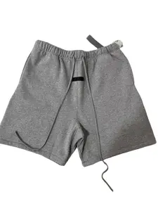 Sweatshort Dark Oatmeal Cotton for Men Soft Casual Workout Gym Shorts Menswear Tropical Style