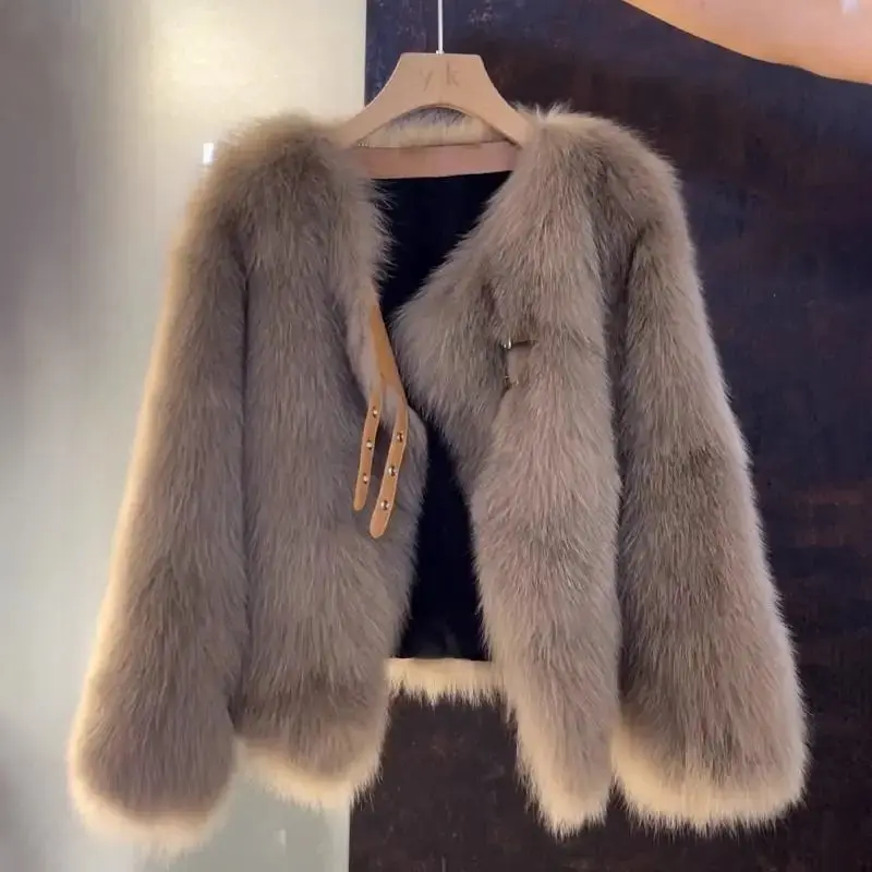 Women's Polar Plush Faux Fur Jacket - Brown, Winter Coat Womenswear Chic