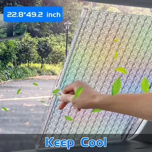 Retractable windshield sunshade, automatic car sunshade, suitable for windshields, provides UV protection and heat insulation, keeps the car interior cool and protects the interior, adjustable universal type, suitable for cars, trucks, SUVs (58*125cm).
