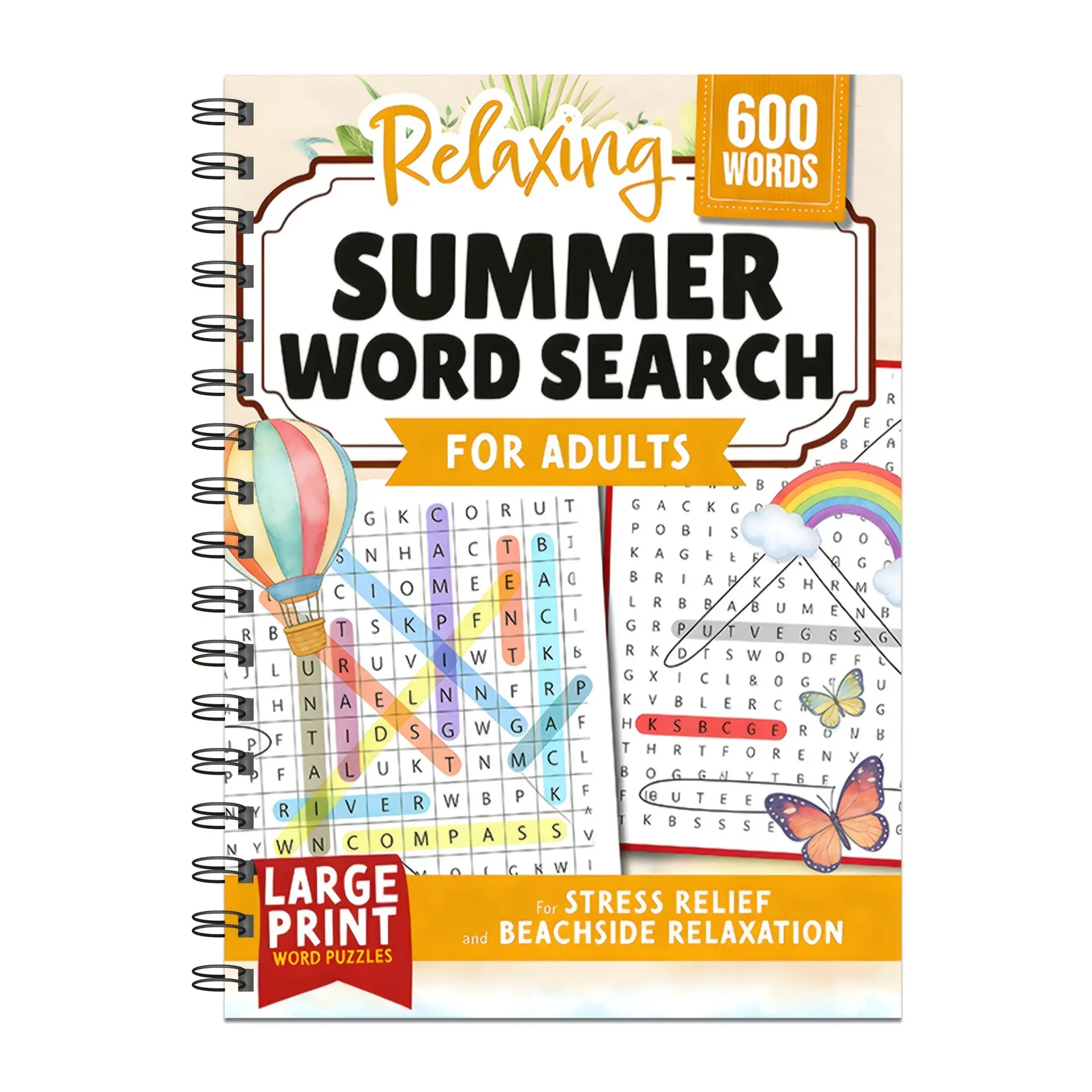 Adult Puzzle Book with over 600 Historical Terms, Relaxing Summer Activity, Stress Relief, Fun and Challenging Puzzles, Perfect for Beach, Challenge Puzzle Game